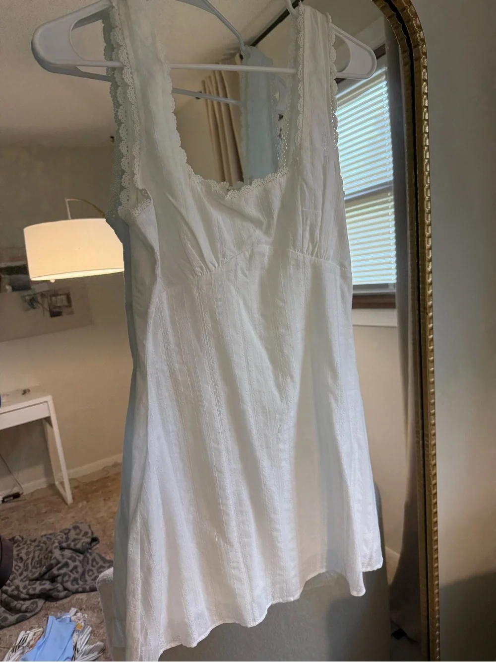 Princess Polly White Scalloped Square-Neck Mini Dress - Picture 3 of 5